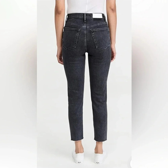 RE/DONE 90S High Rise Straight Leg Jeans Stoned Noir Black Size 24 - Picture 4 of 12